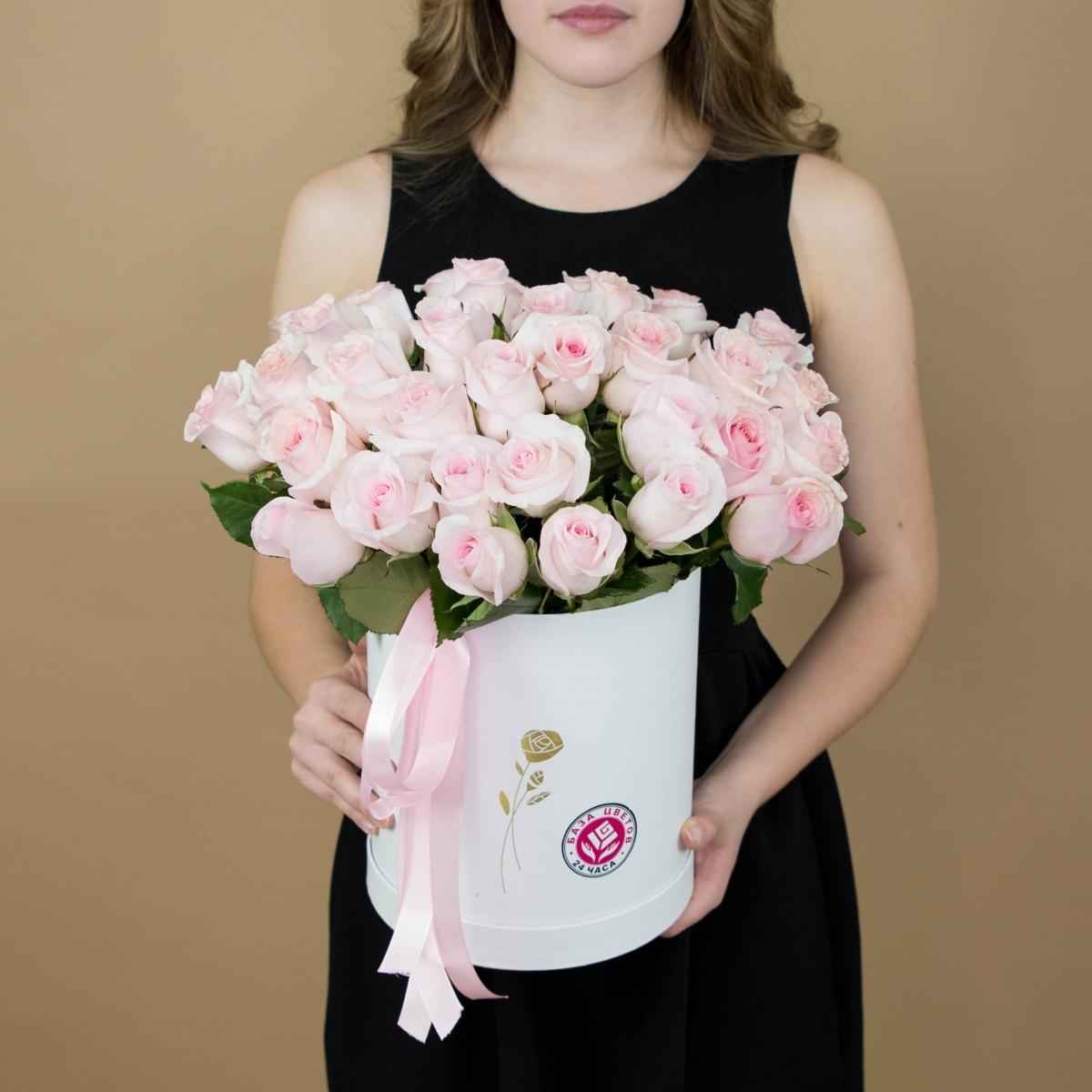 Розы розовые в шляпной коробке код товара: 360kosma