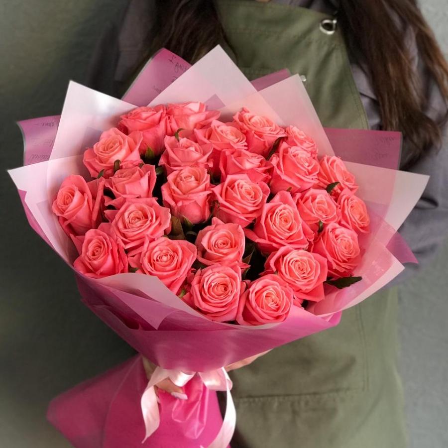 Розовые розы 50 см 25 шт. (Россия) код  61050kosma