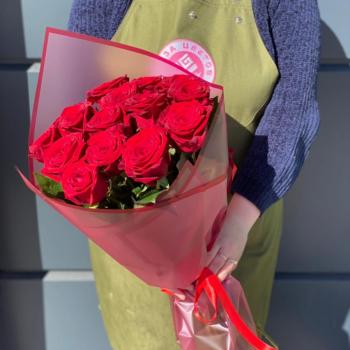 Красные розы 60 см 15 шт. (Россия) Артикул - 61110kos