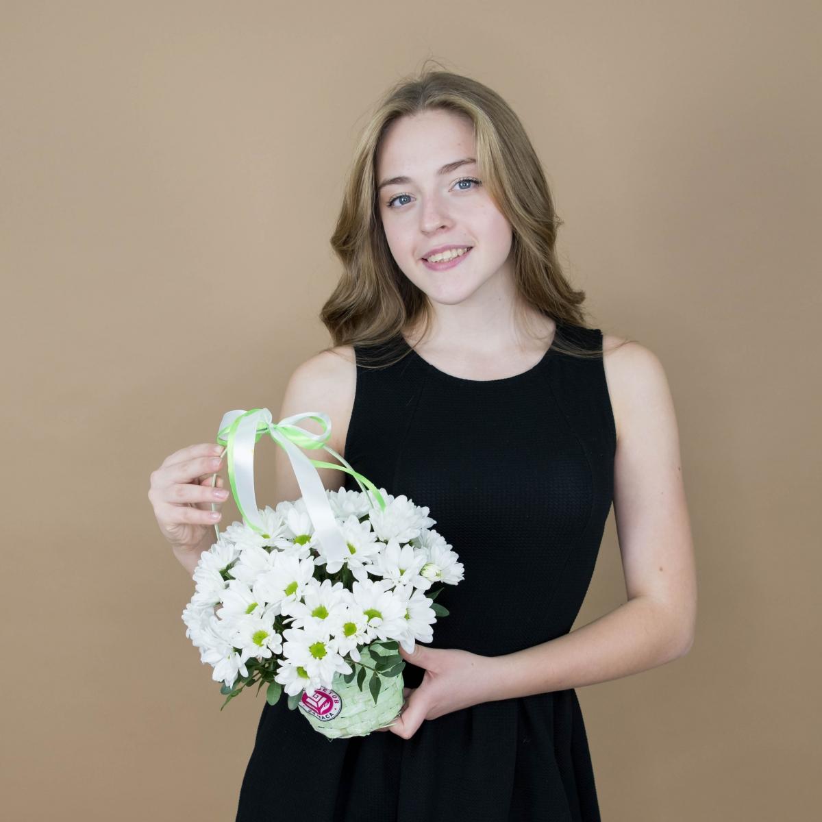 Хризантема белая в корзине Артикул: 16200kosma
