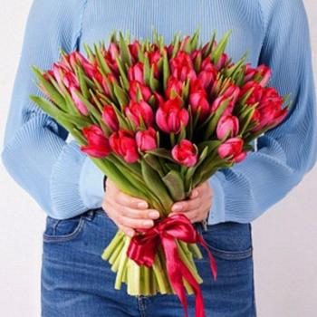 Тюльпаны красные 51 шт (№  26130)